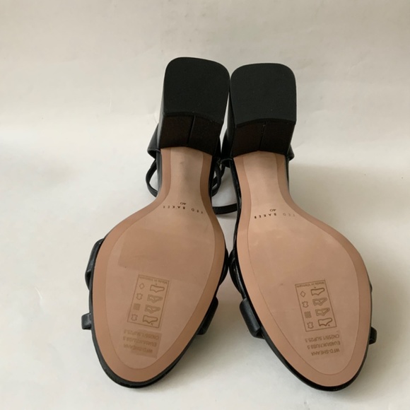 Ted Baker Sheaha Ankle Strap Heels Black Leather Sandals 9.5 Block Heel Pumps 40 - Picture 11 of 12